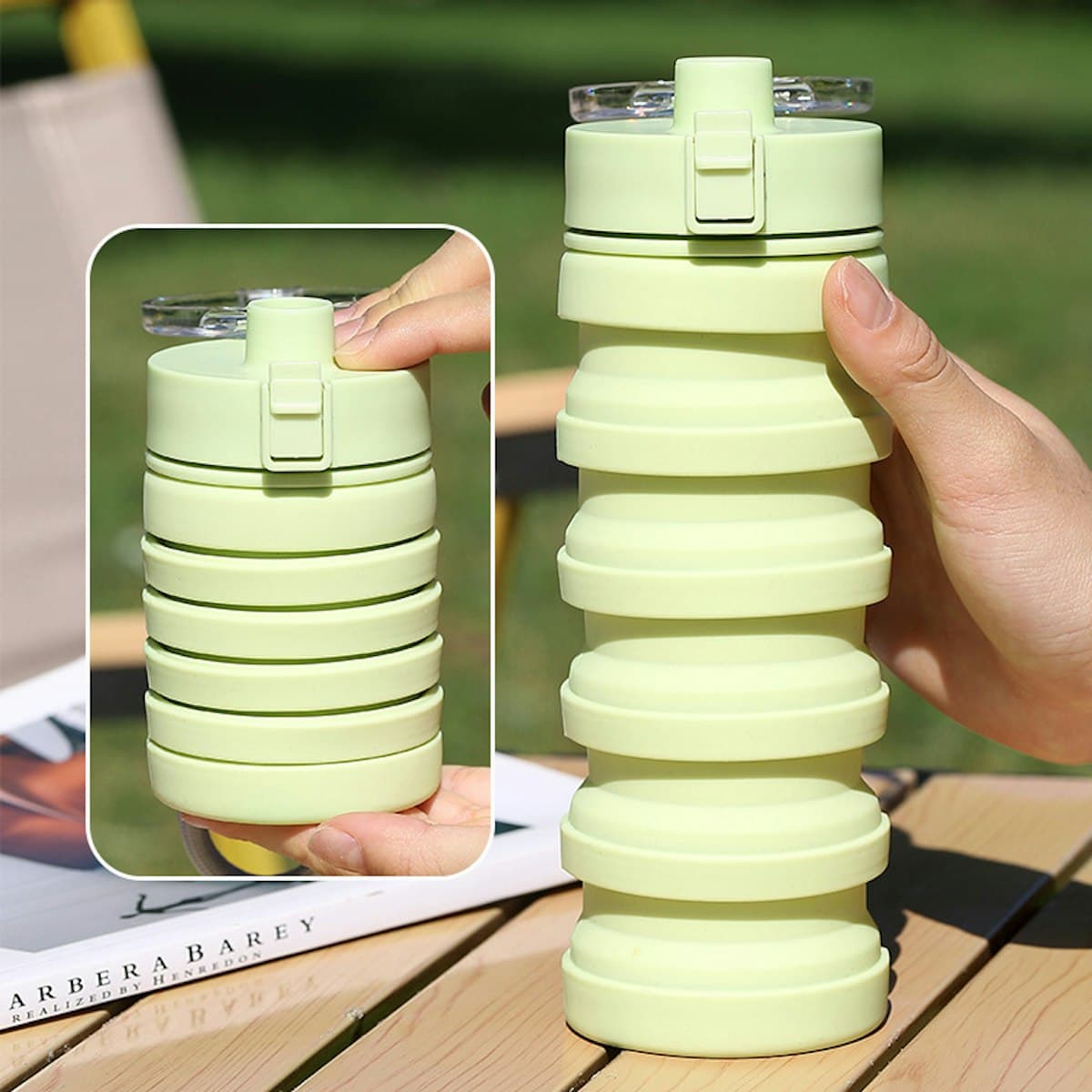 500ml Silicone Collapsible Water Bottle - custom logo