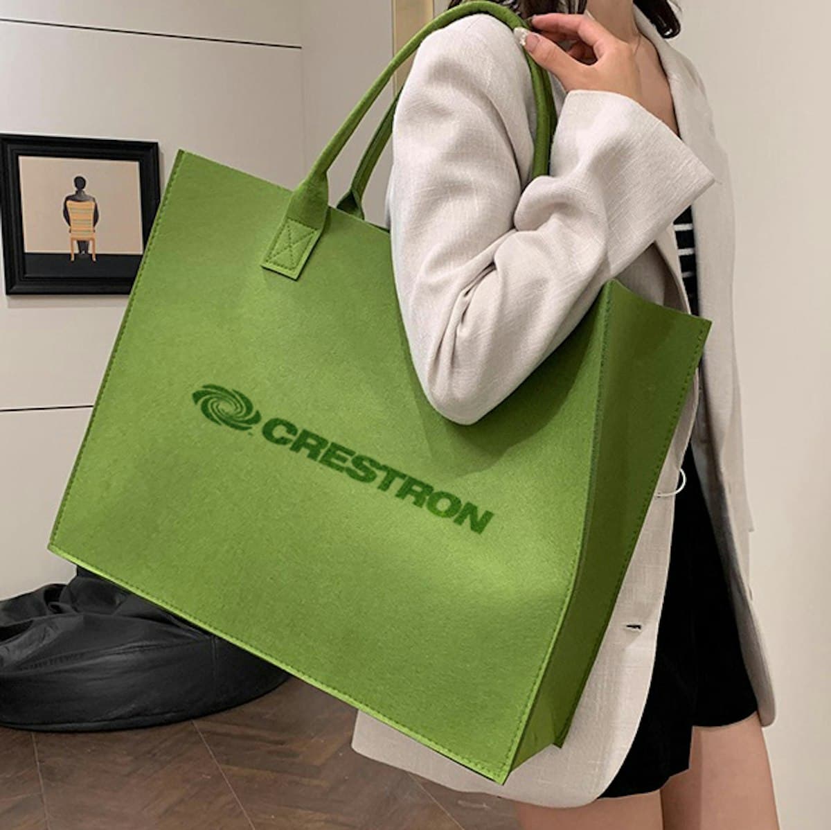 Túi tote nỉ đô thị (L) - in logo
