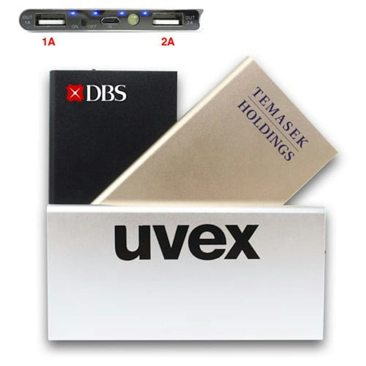 8000mah Slim Plus Powerbank with 2 USB Ports - custom logo