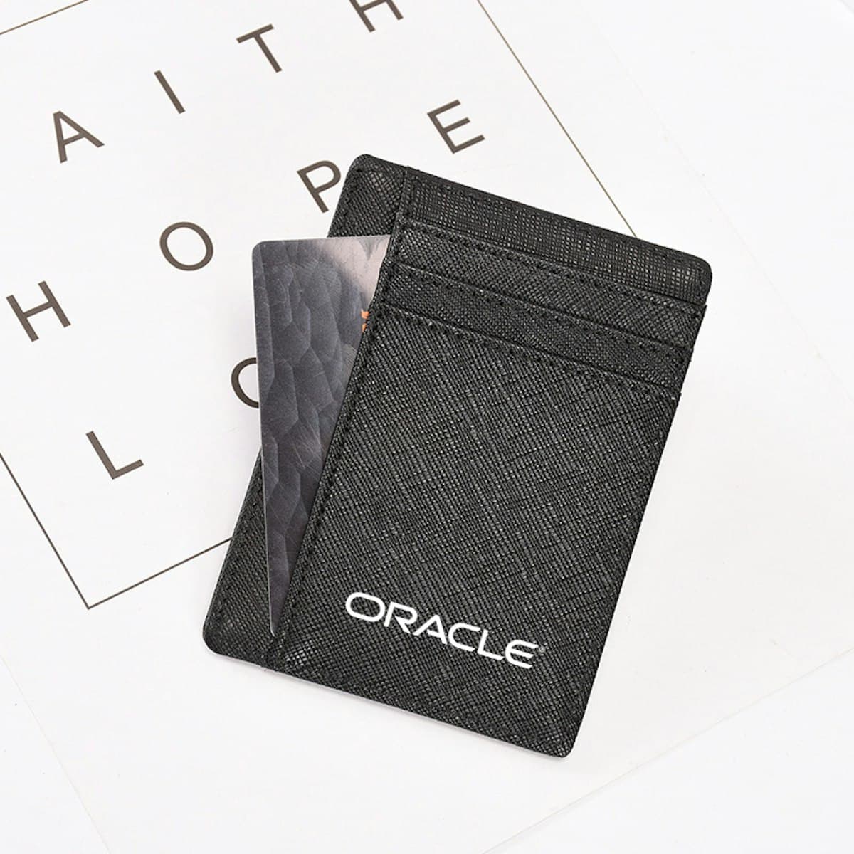 Saffiano PU Vertical Cardholder - custom logo