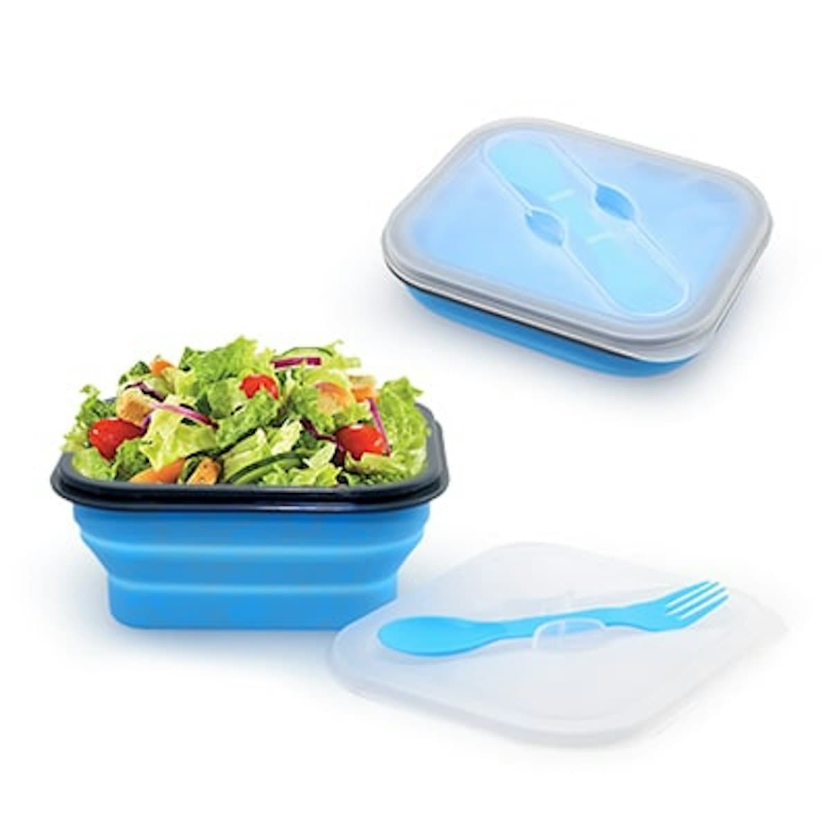 Microwavable Collapsible Lunch Box with Cutlery - custom logo