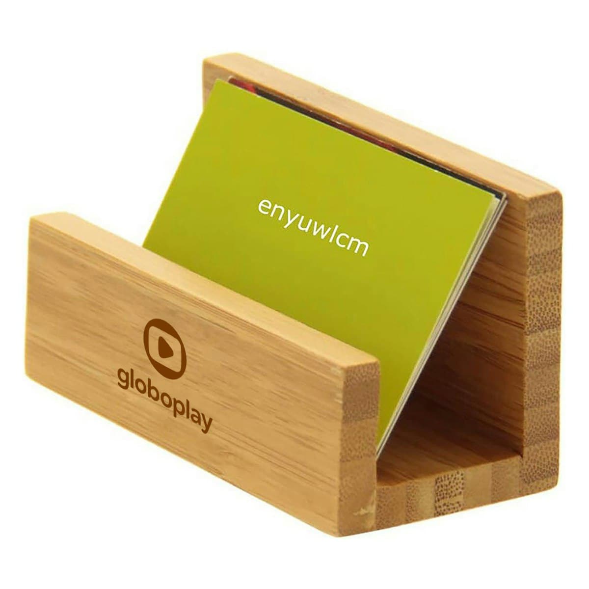 Desktop Bamboo Cardholder - custom logo