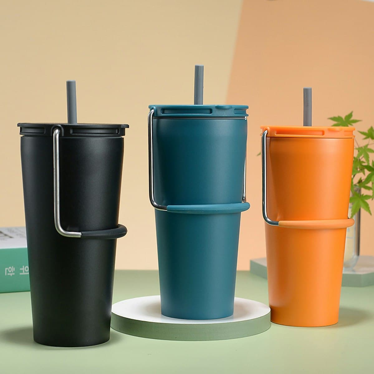 600ml Porter Stainless Steel Insulated Straw Cup - custom logo