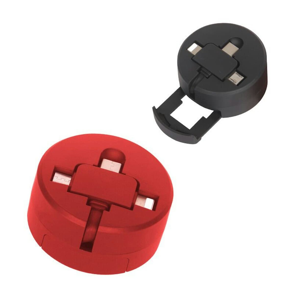 3-in-1 Rounded Retractable Charging Cable (with Phone Holder) - custom logo