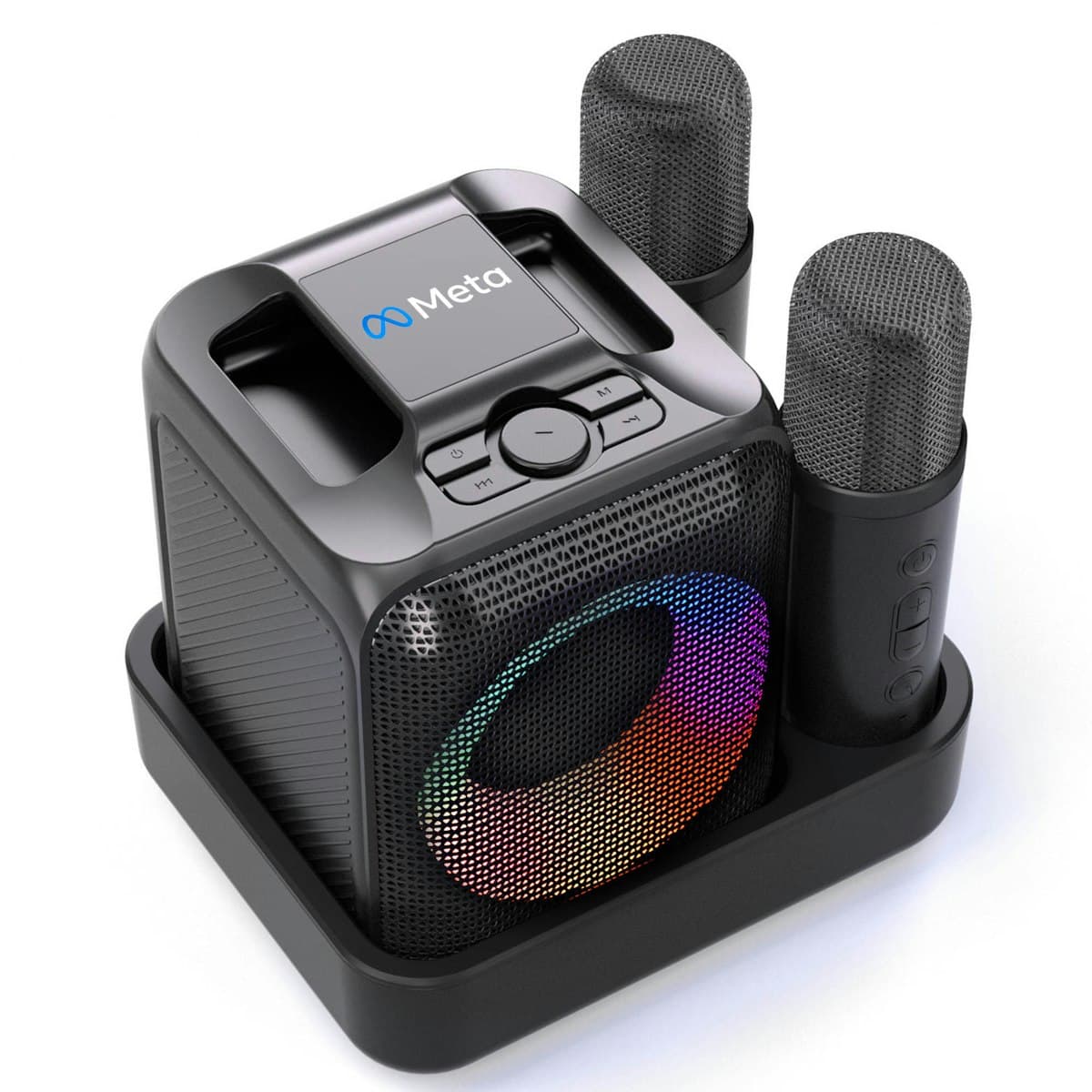 Máy Hát Karaoke Kèm 2 Mic Bluetooth - in logo