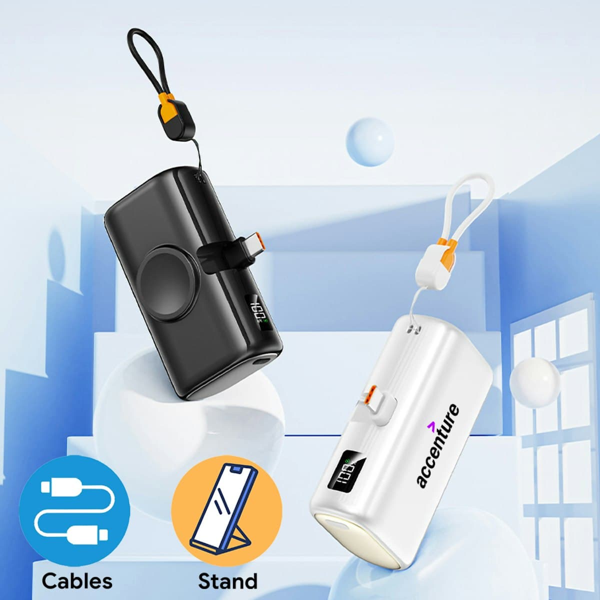 10,000mAh 2-in-1 Power Bank with Magnetic Wireless Watch Charger - custom logo