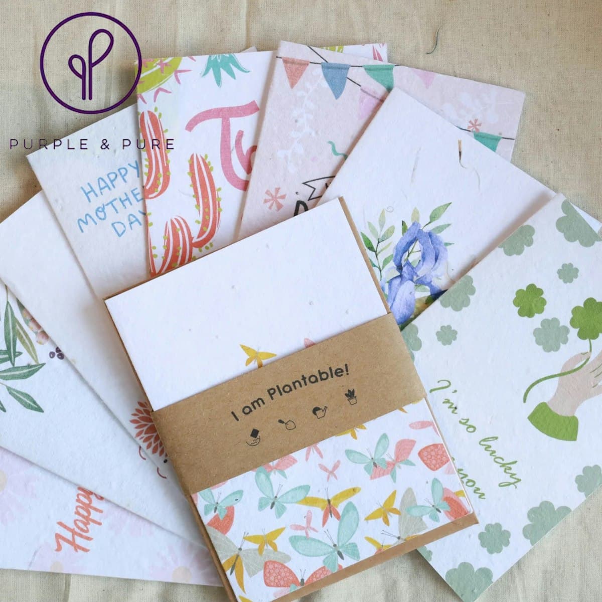 Purple&Pure Plantable Greeting Cards - custom logo