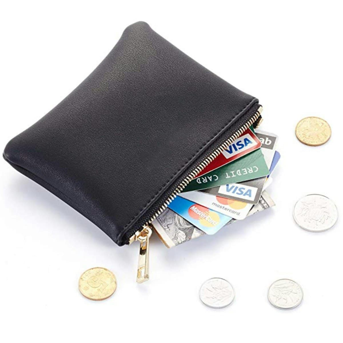 Premium Leather Coin Pouch with Zipper - custom logo