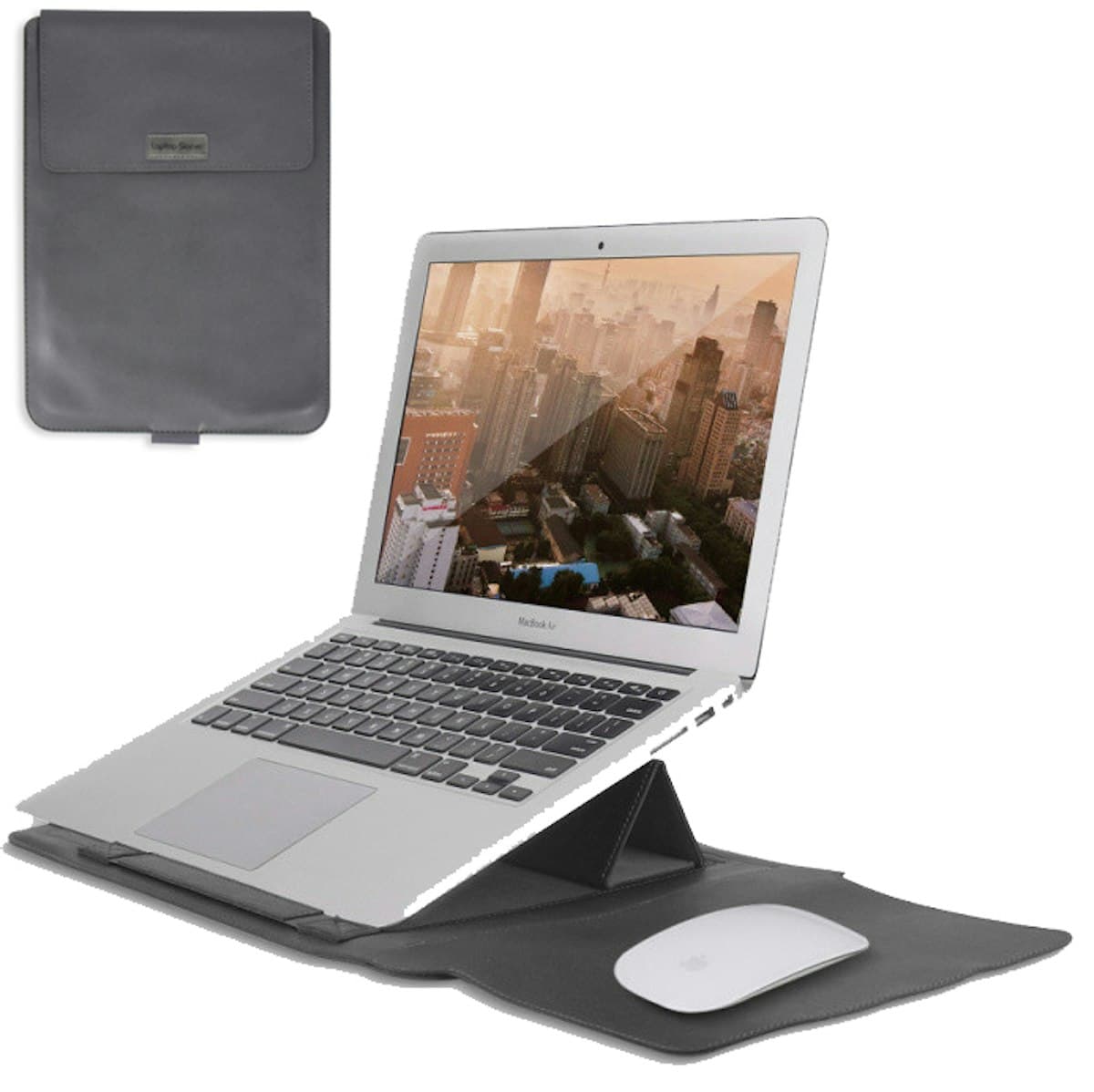 14 Inch All-in-One Leather Laptop Sleeve (with Stand and Mouse Pad) - custom logo
