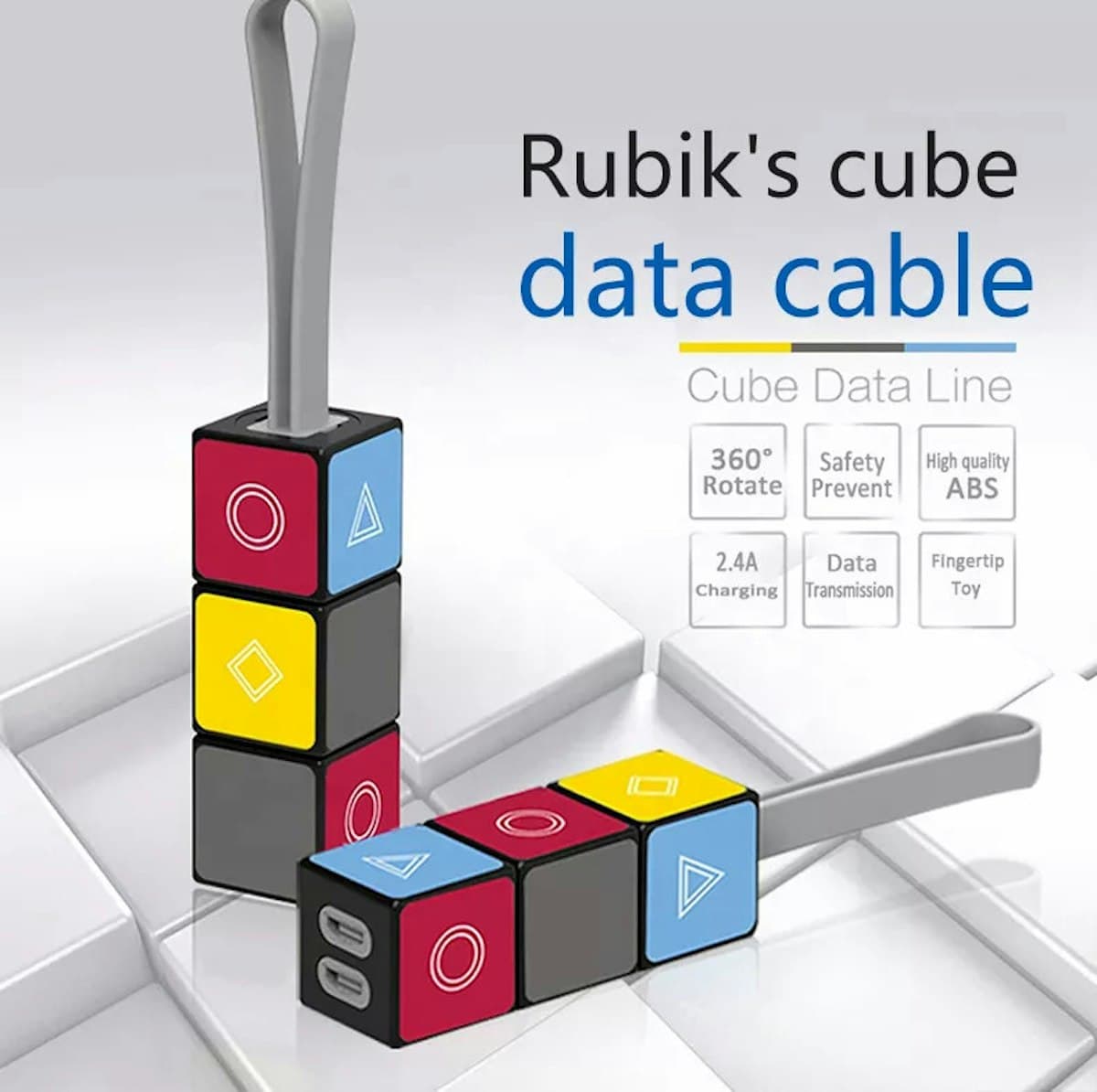 Micro USB 3 in 1 Magic Cube Charging Cable - custom logo