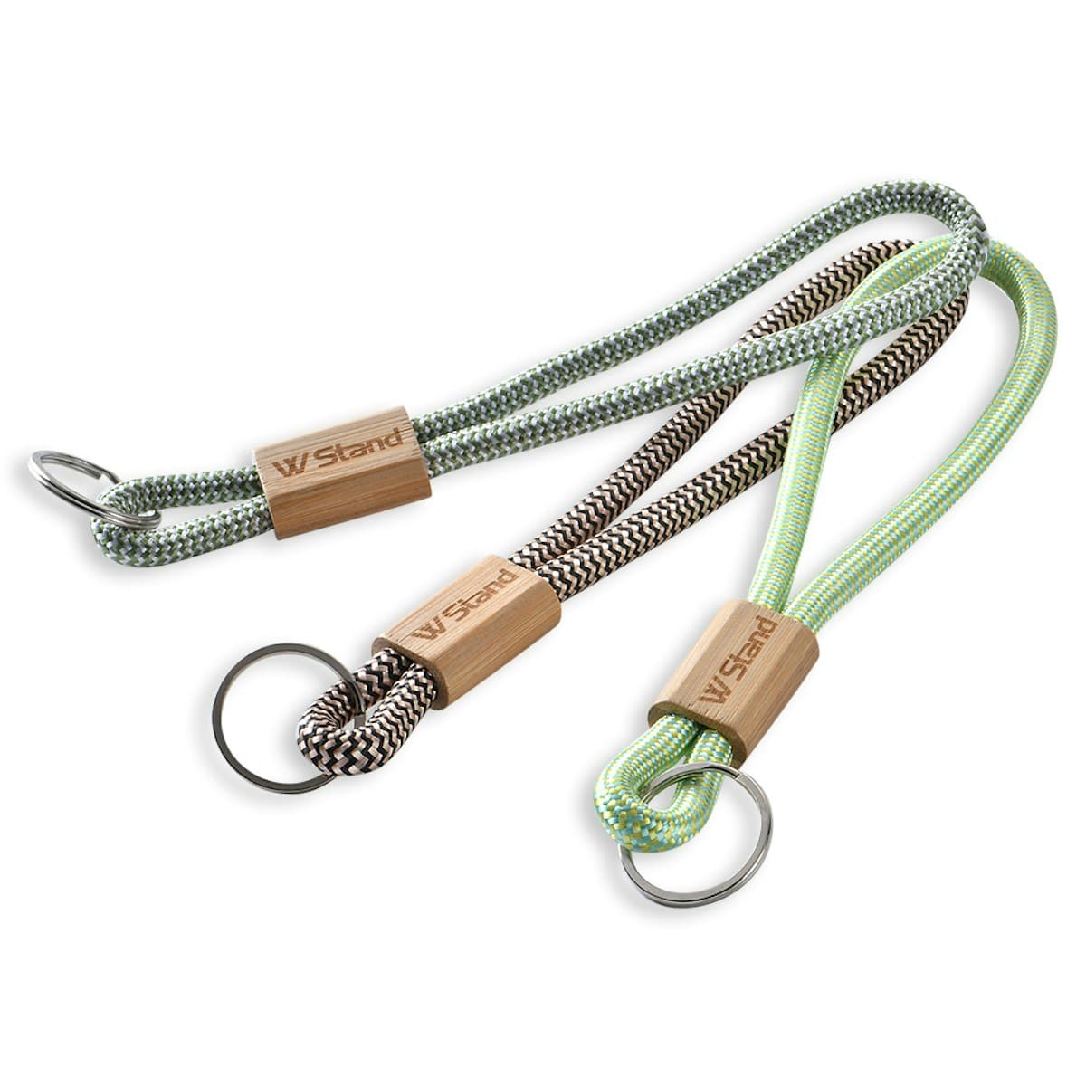 Braided Nylon Wristlet with Bamboo Finishing - custom logo