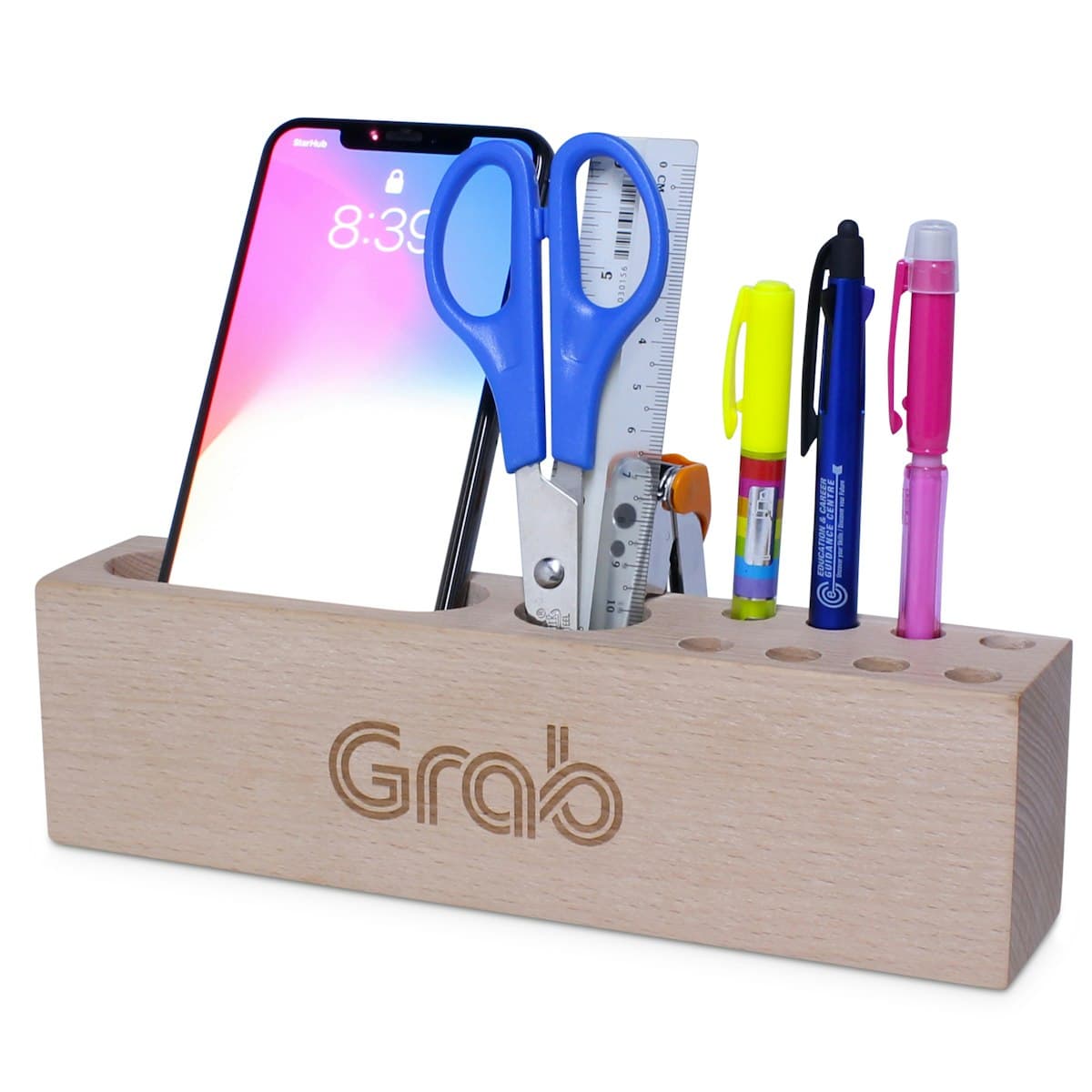 Wooden Desk Stationery / Phone Holder - custom logo