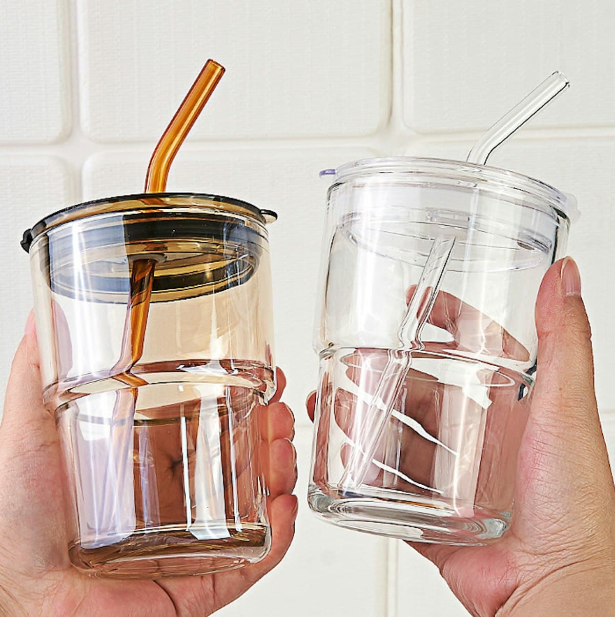400ml Glass Cup Tumbler with Straw - custom logo