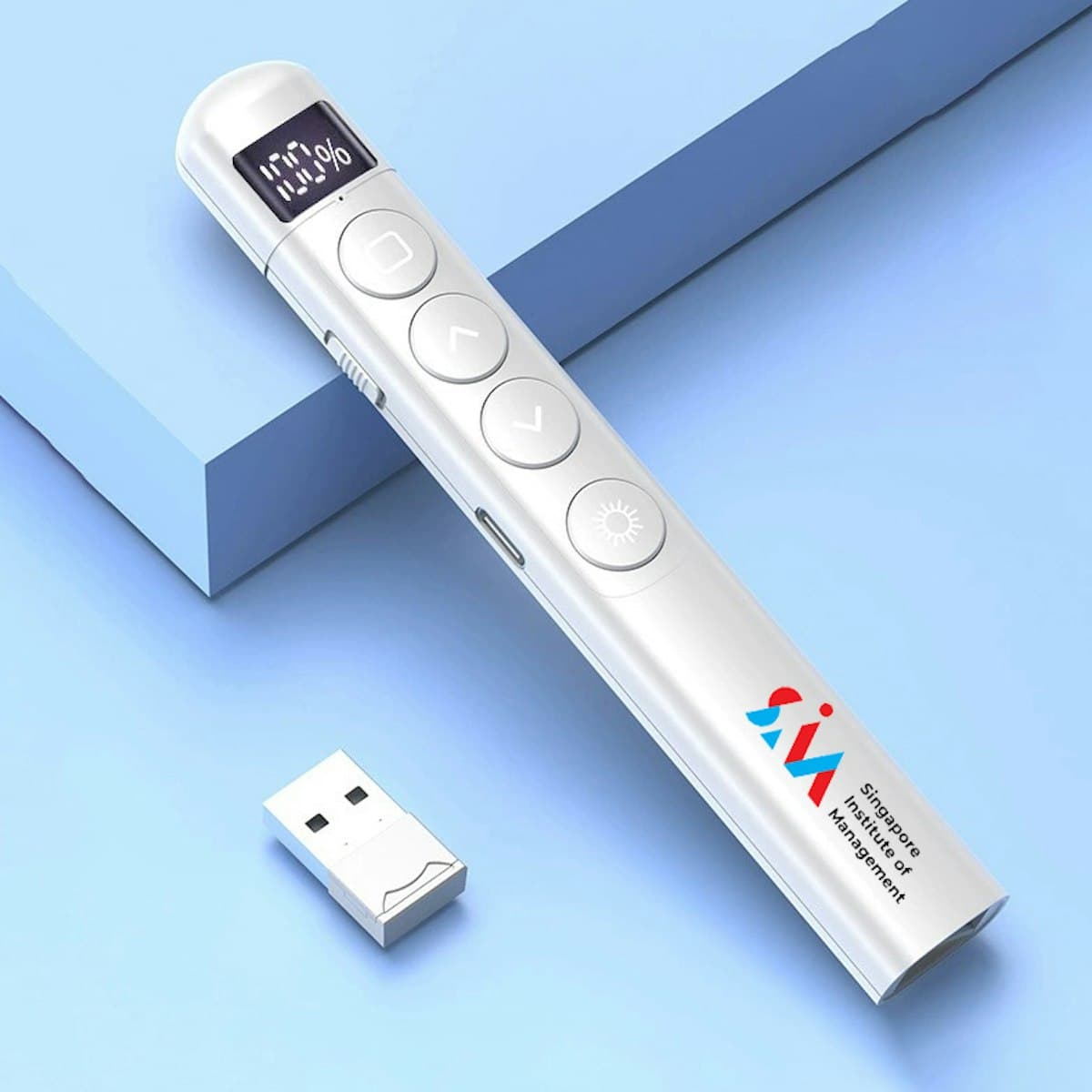 Navis Rechargeable Presenter with Battery Display - custom logo