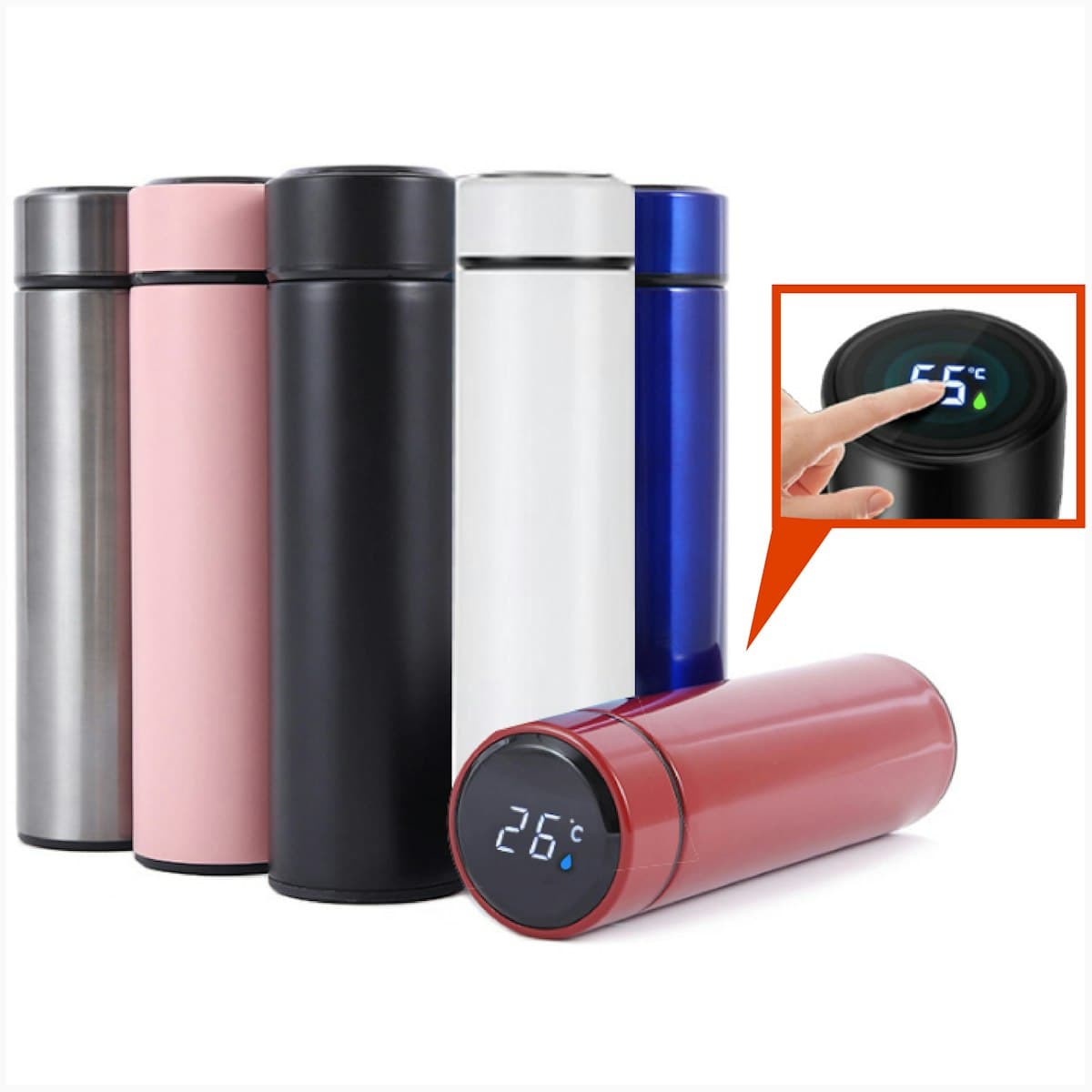 500ml Vacuum Flask with Temperature Display & Tea Infuser - custom logo