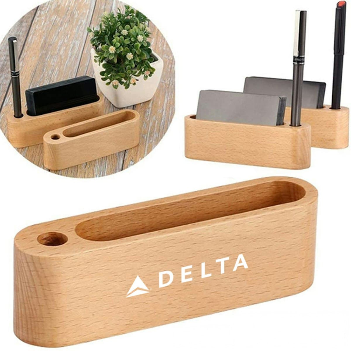 Woody Cardholder with Pen Stand - custom logo
