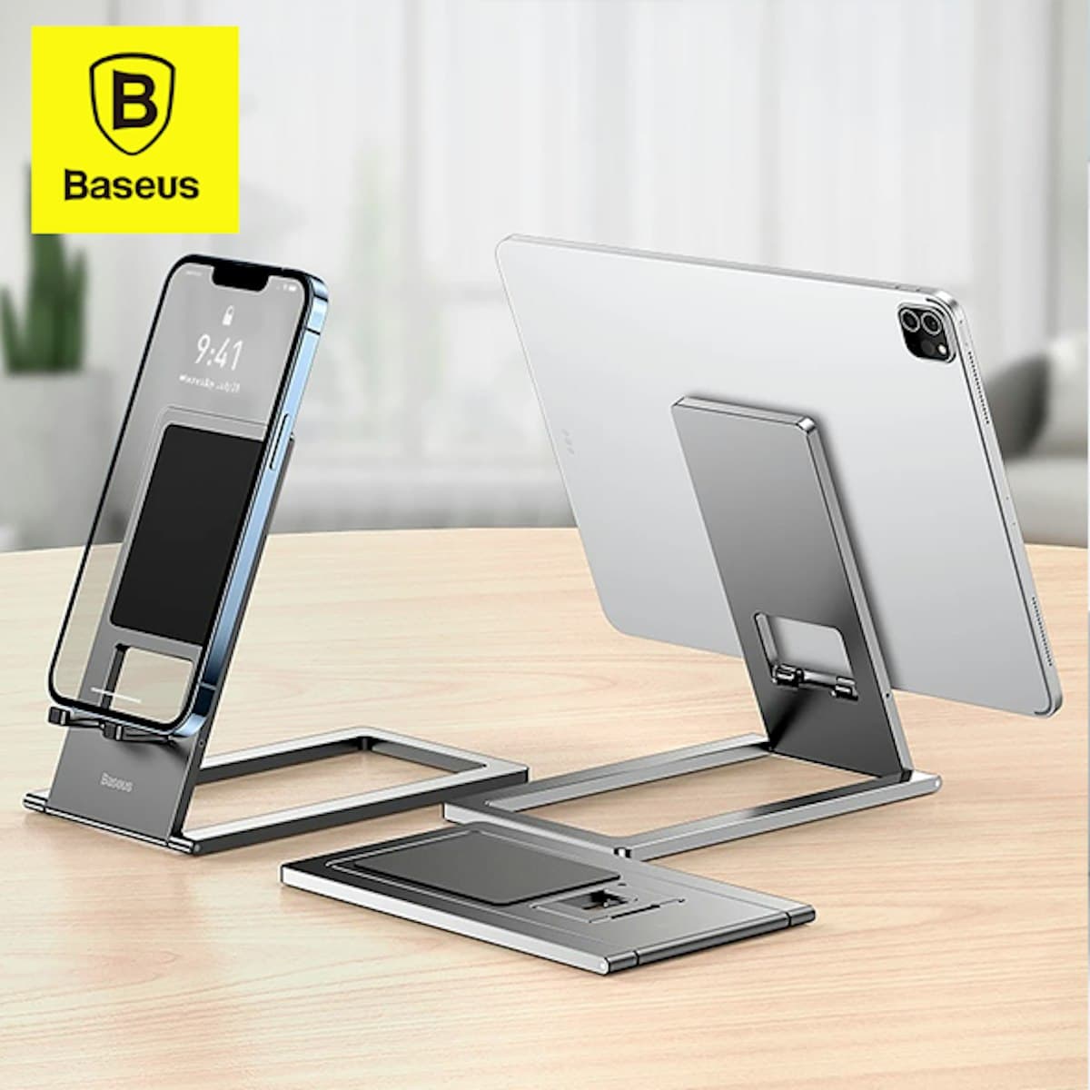 Baseus Foldable Metallic Desktop Phone and Tablet Holder - custom logo