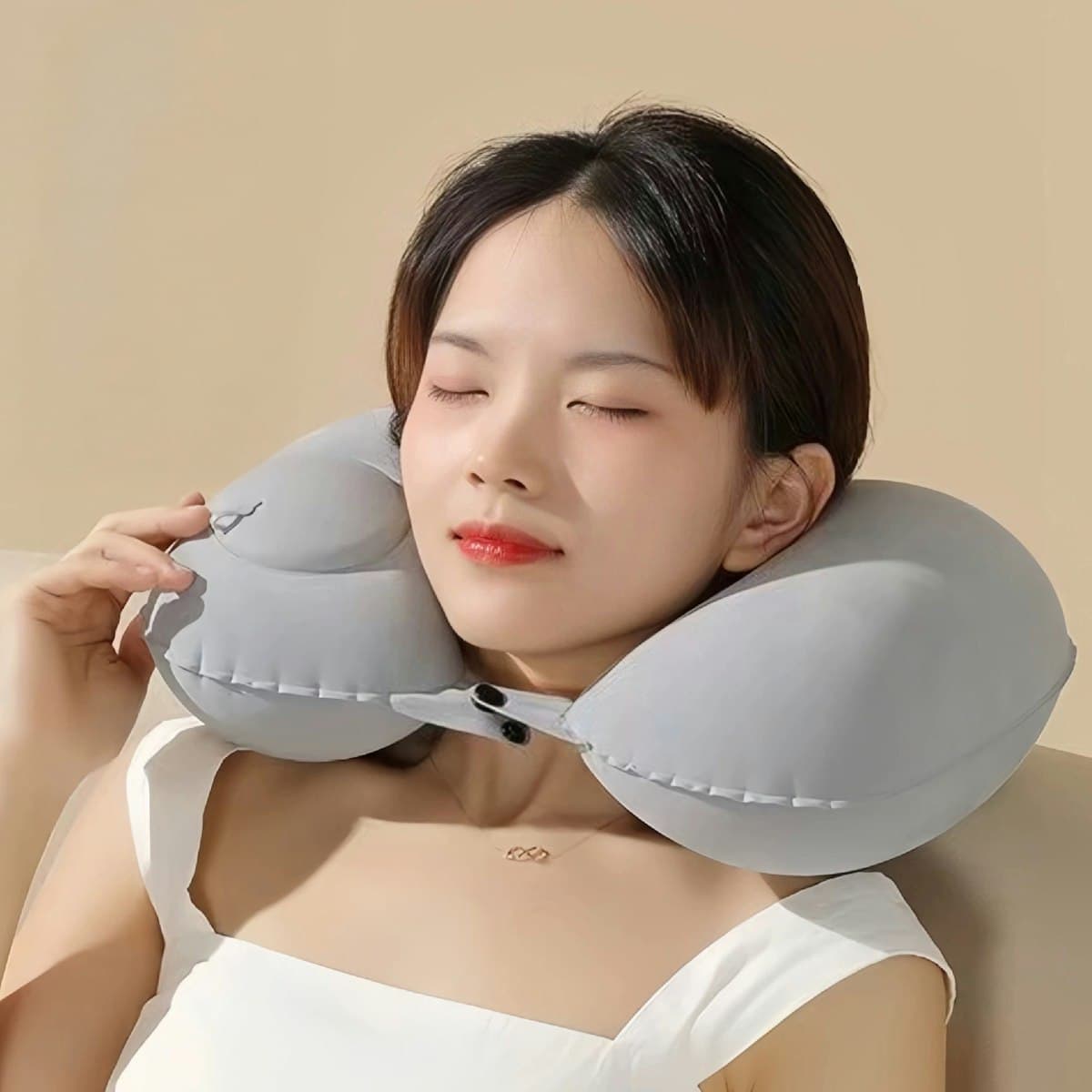 Puff Travel Pillow (Inflatable) - custom logo
