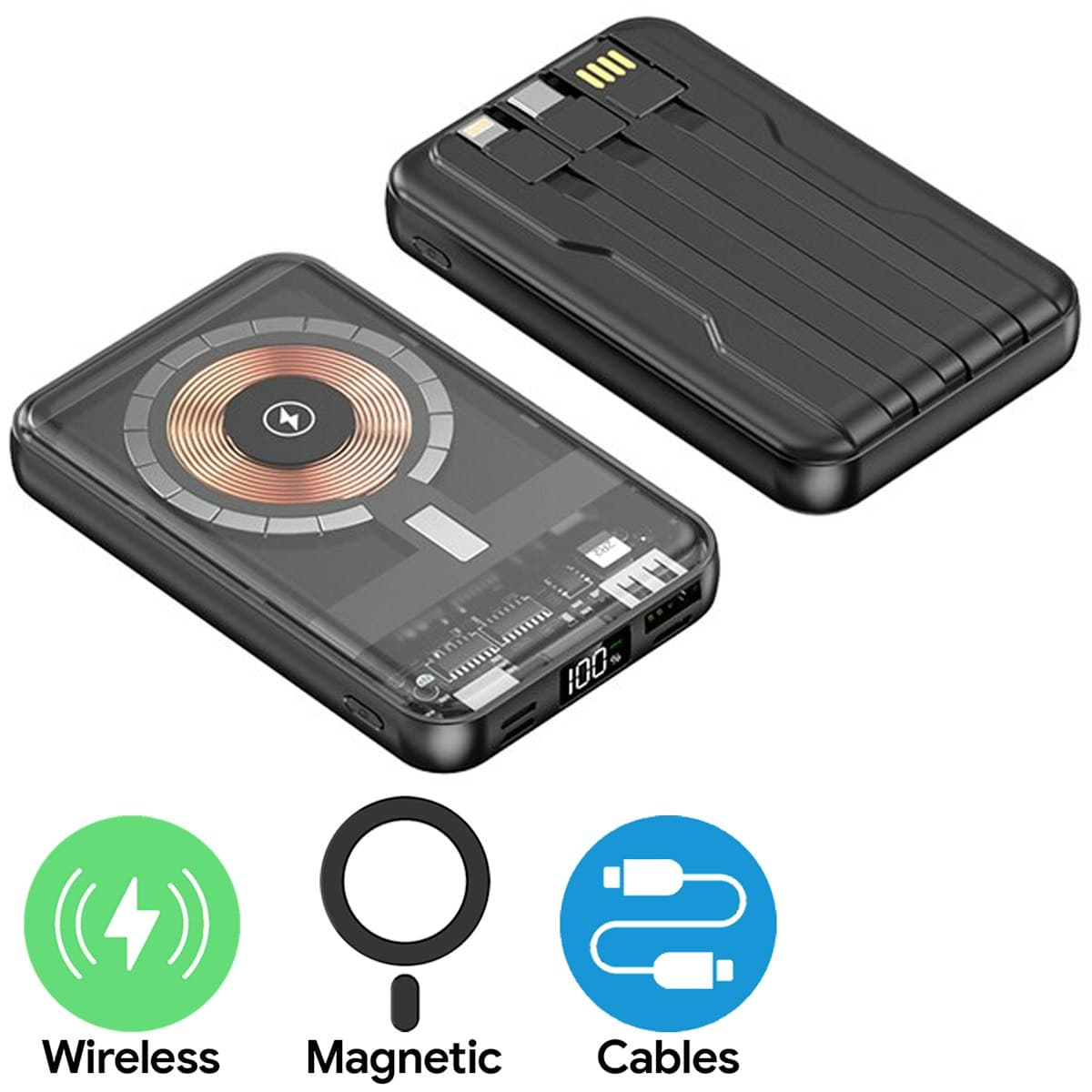 10,000mAh Transparent Wireless Powerbank - custom logo